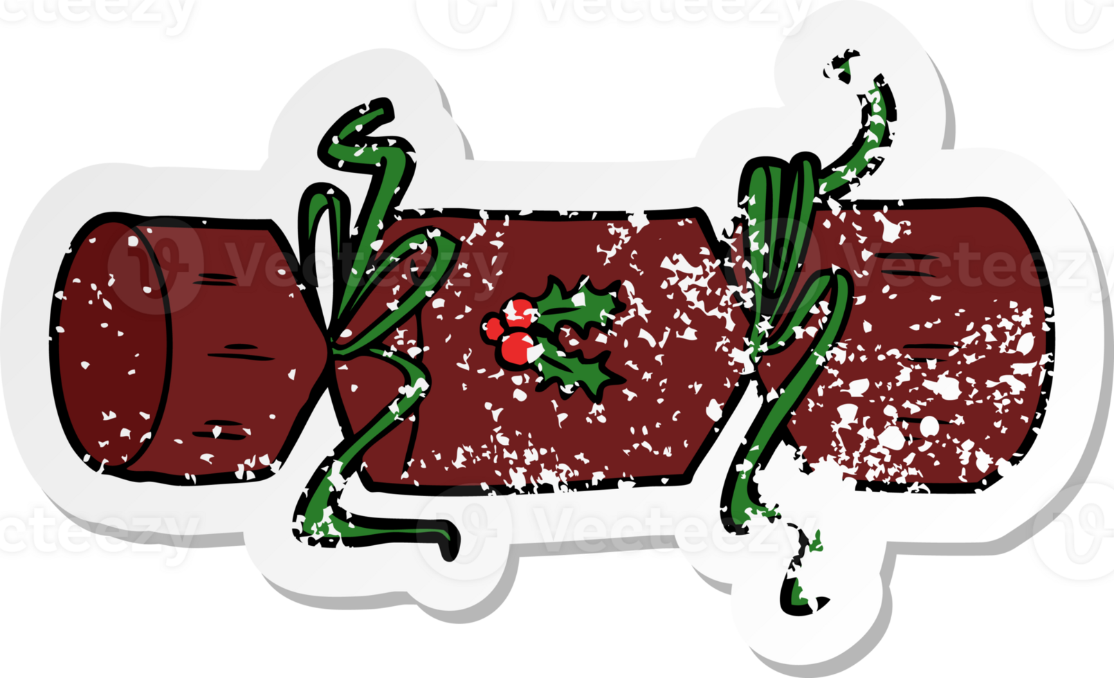 distressed sticker of a xmas cracker cartoon png