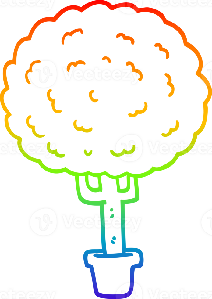 rainbow gradient line drawing cartoon tree png