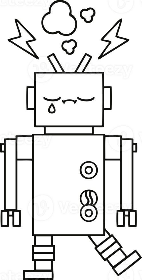 line drawing cartoon robot png