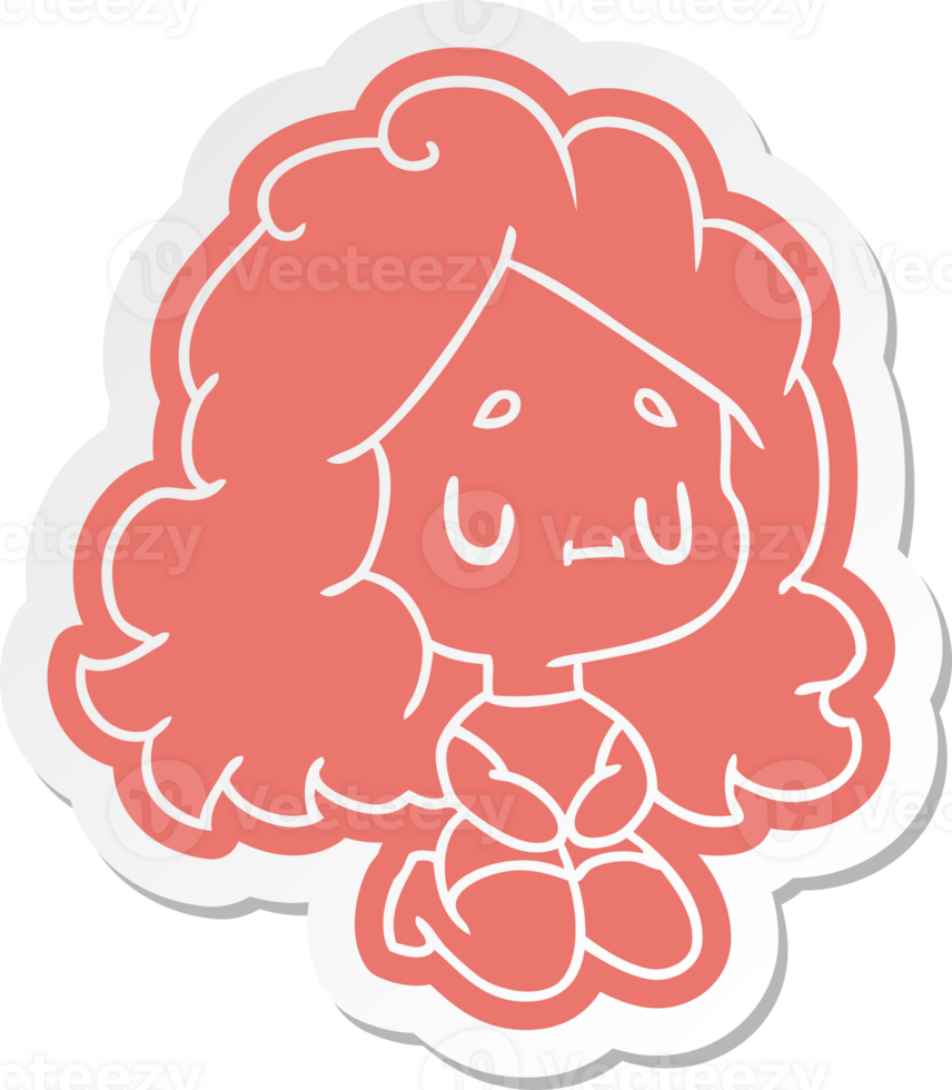 cartoon sticker of a cute kawaii girl png