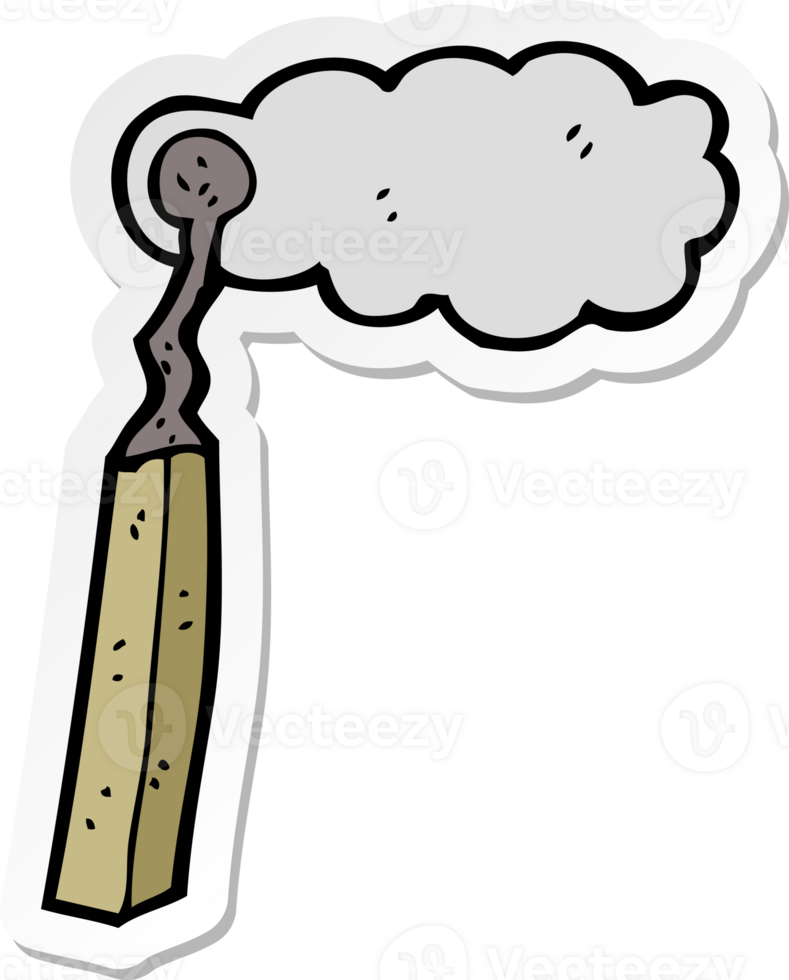 sticker of a cartoon burnt match png