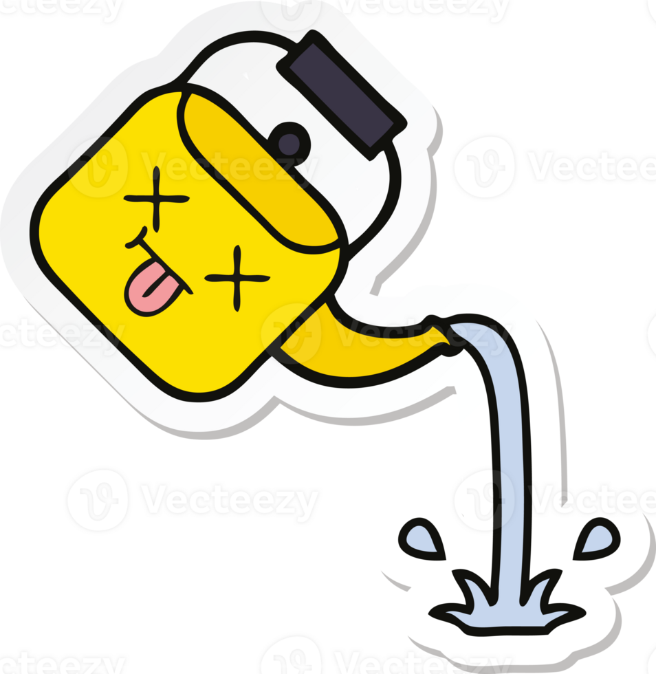 sticker of a cute cartoon pouring kettle png