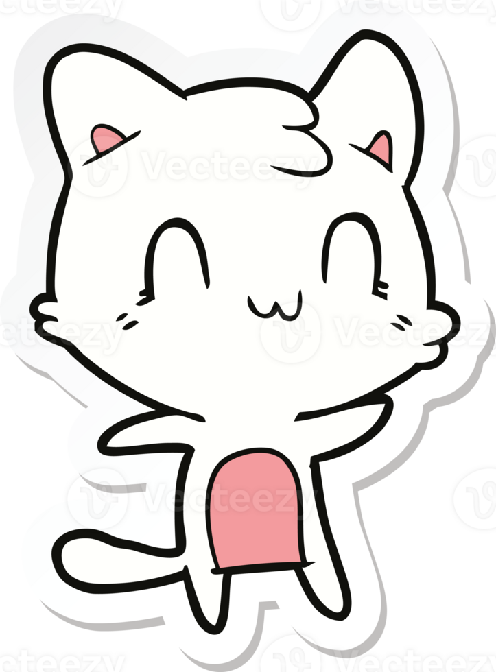 sticker of a cartoon happy cat png