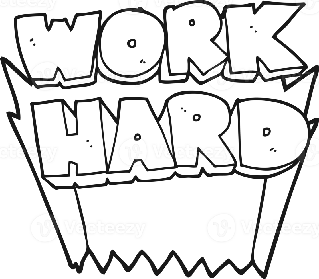 black and white cartoon work hard symbol png