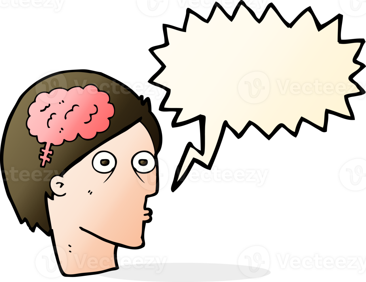 cartoon head with brain symbol with speech bubble png