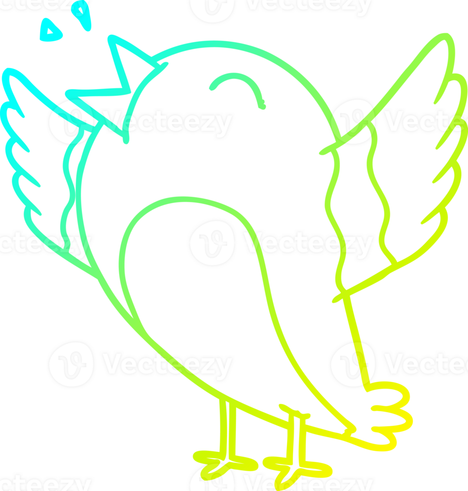 cold gradient line drawing cartoon bird png