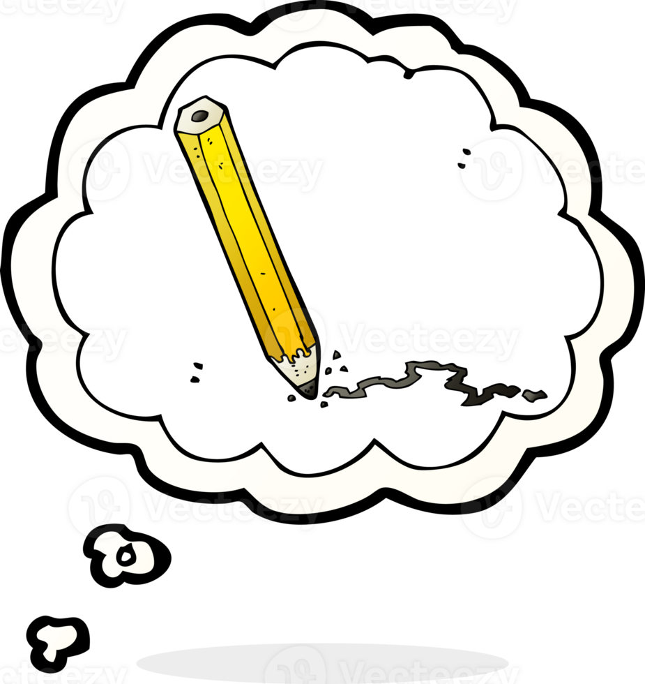 cartoon pencil with thought bubble png
