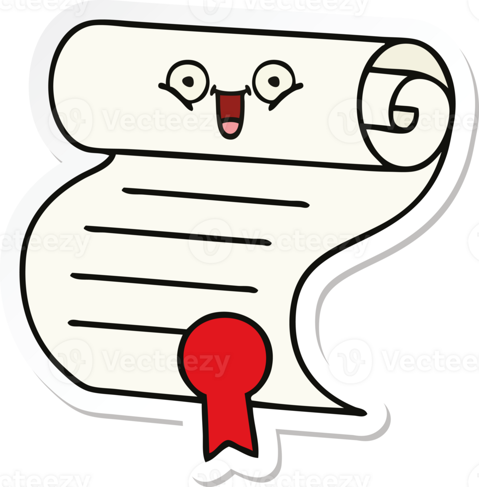 sticker of a cute cartoon contract png