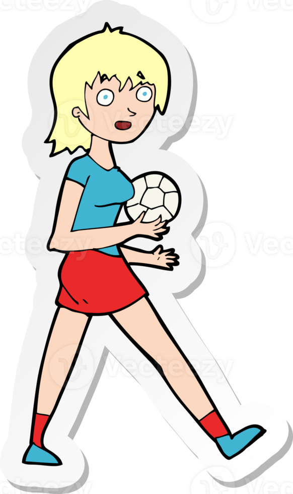 sticker of a cartoon soccer girl png