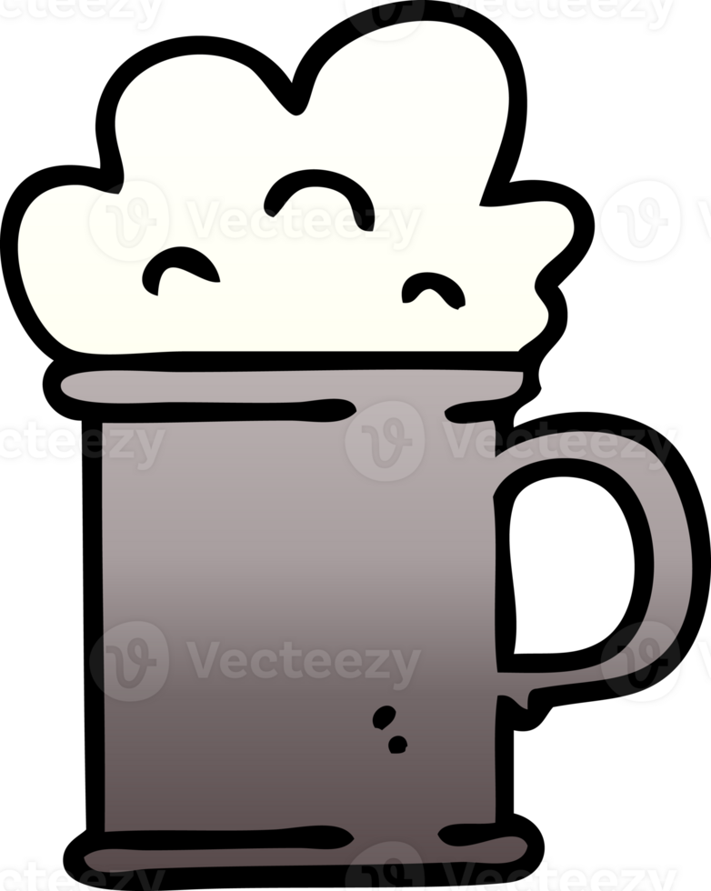 quirky gradient shaded cartoon tankard of beer png
