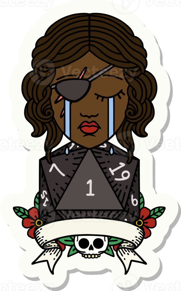 crying human rogue with natural one roll sticker png