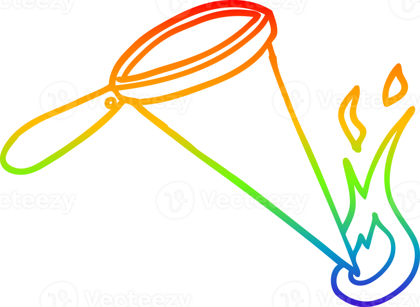 rainbow gradient line drawing cartoon magnify glass png