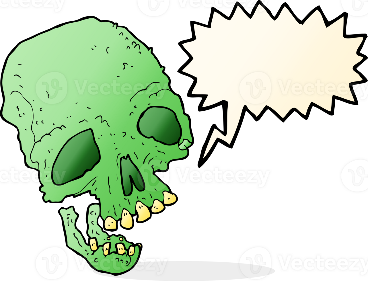 cartoon ancient spooky skull with speech bubble png