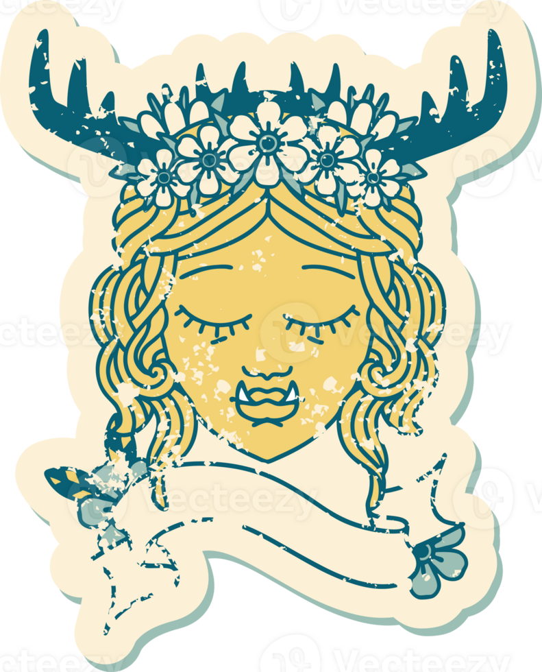 ilustración de cara de personaje de druida orco png