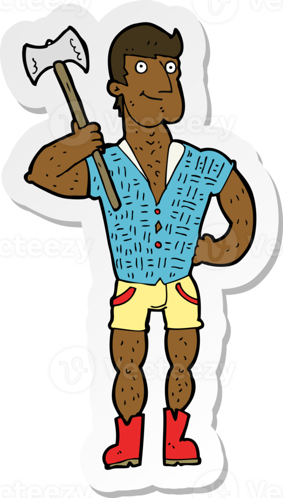 sticker van een cartoon houthakker png