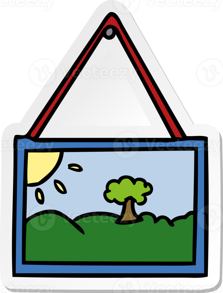 doodle de desenho de adesivo de uma imagem no quadro png