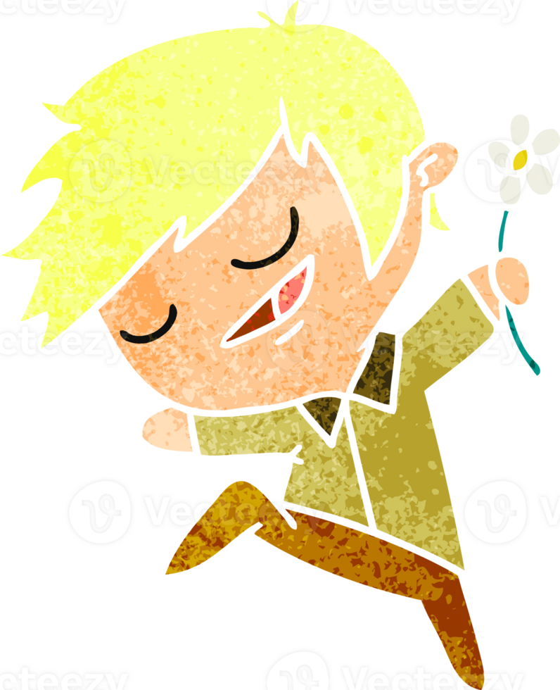 retro cartoon of kawaii cute boy png