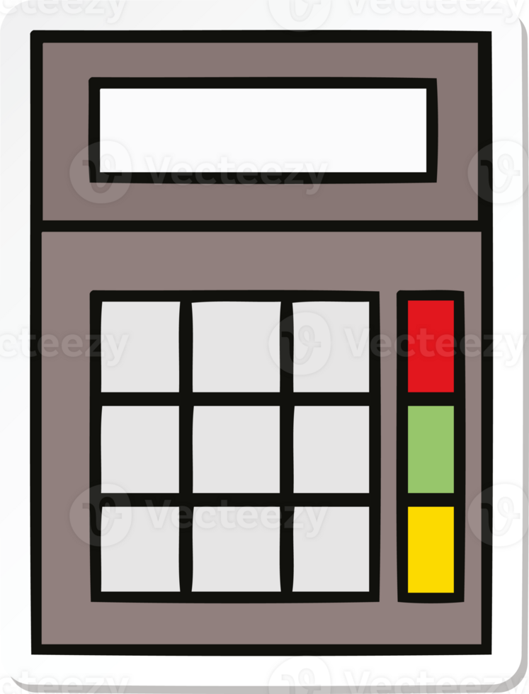 sticker of a cute cartoon school calculator png
