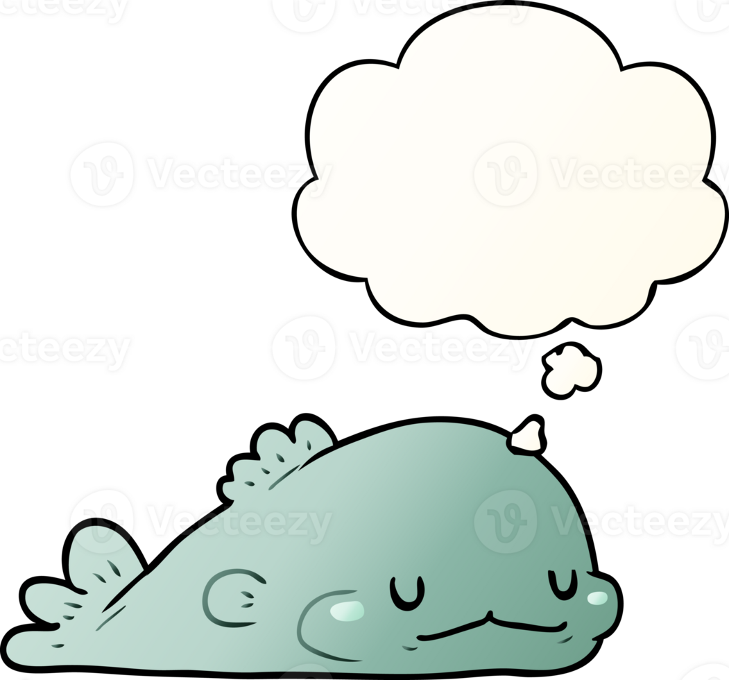 cartoon fish and thought bubble in smooth gradient style png