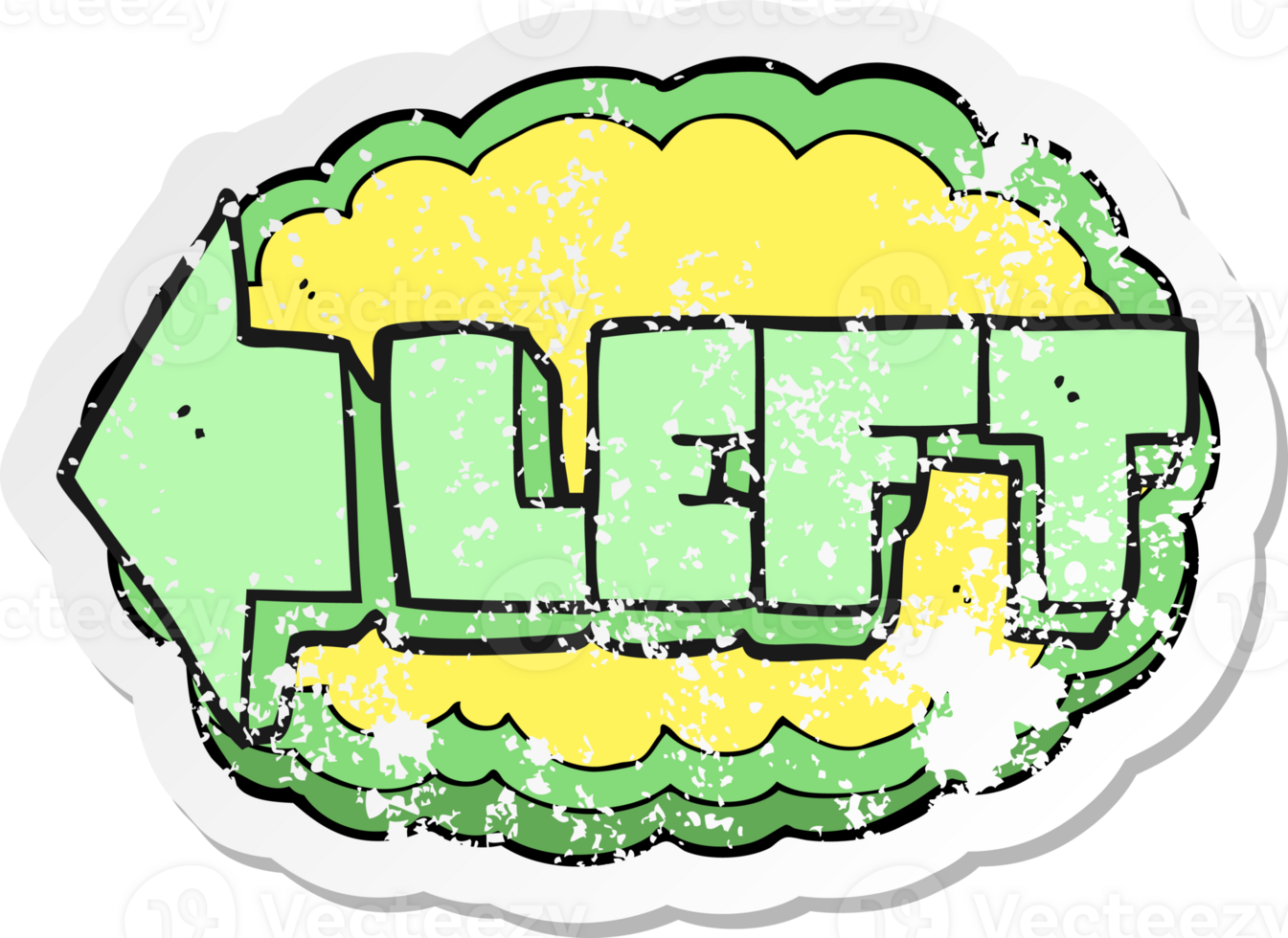 retro distressed sticker of a cartoon left symbol png