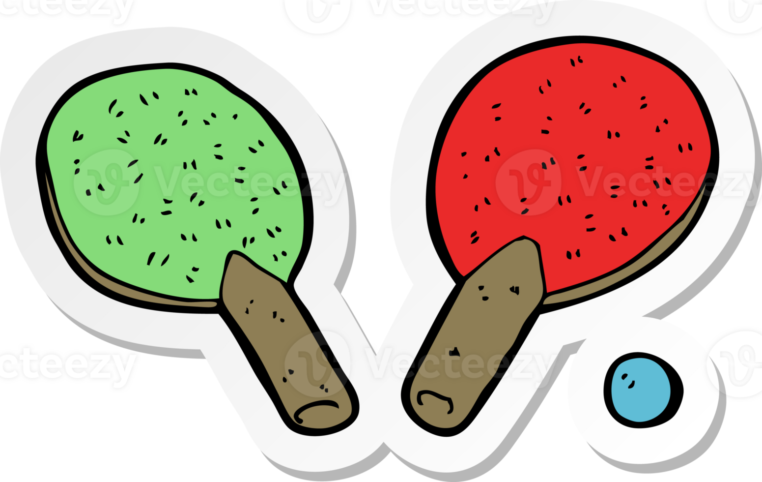 sticker of a cartoon table tennis bats png