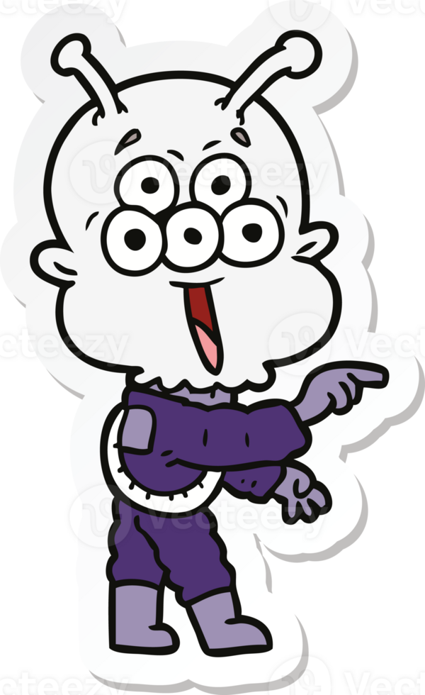 sticker of a happy cartoon alien png