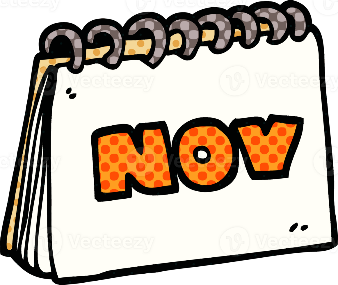 cartoon doodle calendar showing month of november png