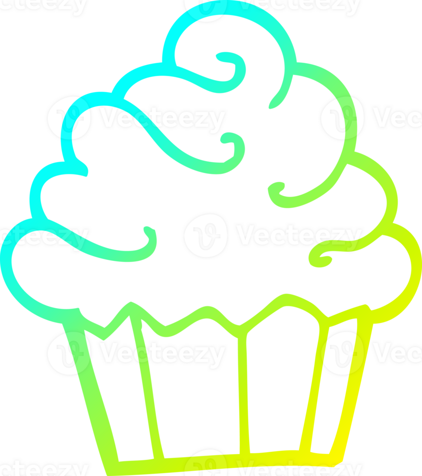 cold gradient line drawing cartoon cupcake png