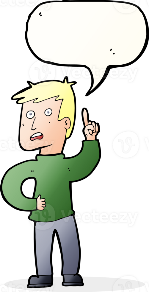 cartoon boy with idea with speech bubble png