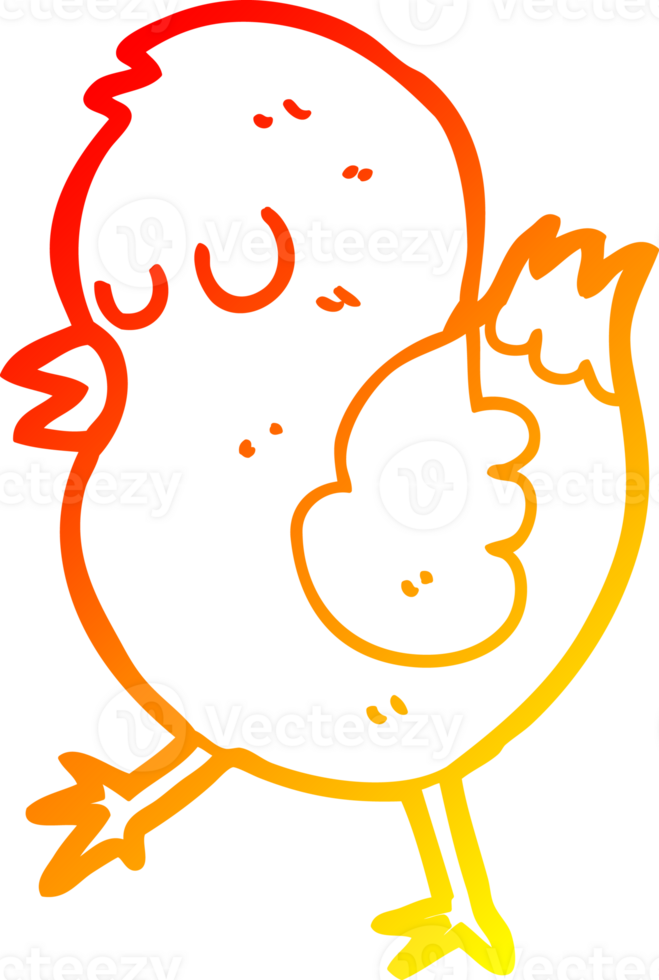 warm gradient line drawing cartoon bird png