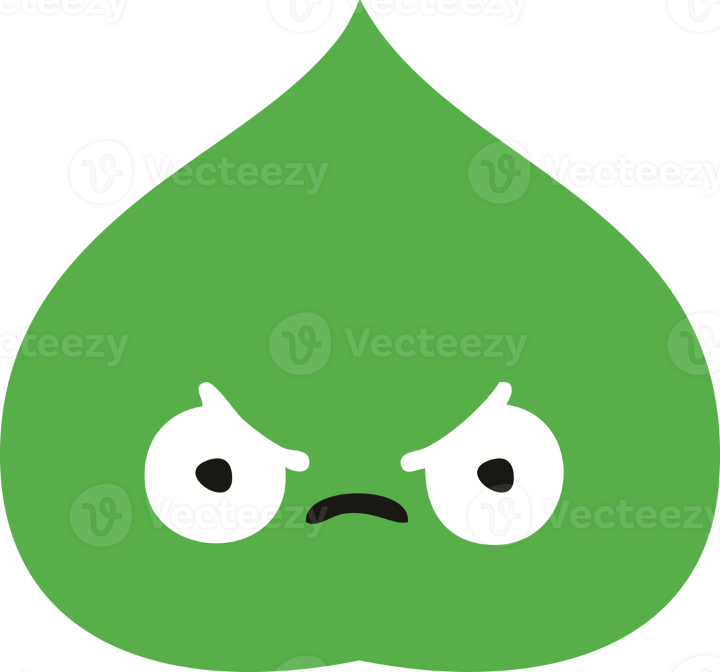 flat color retro cartoon expressional leaf png