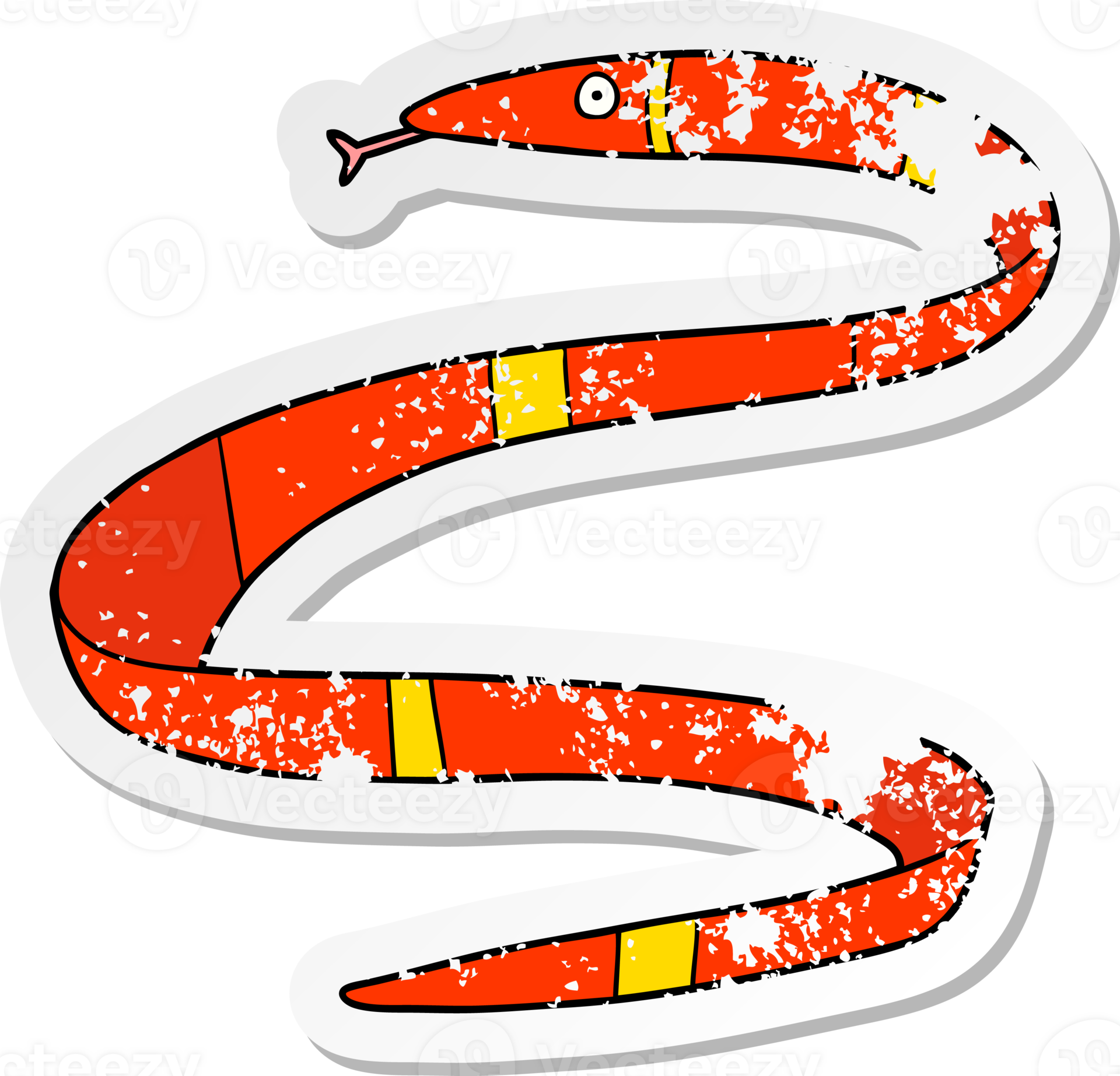 distressed sticker of a cartoon sea snake 44960219 PNG