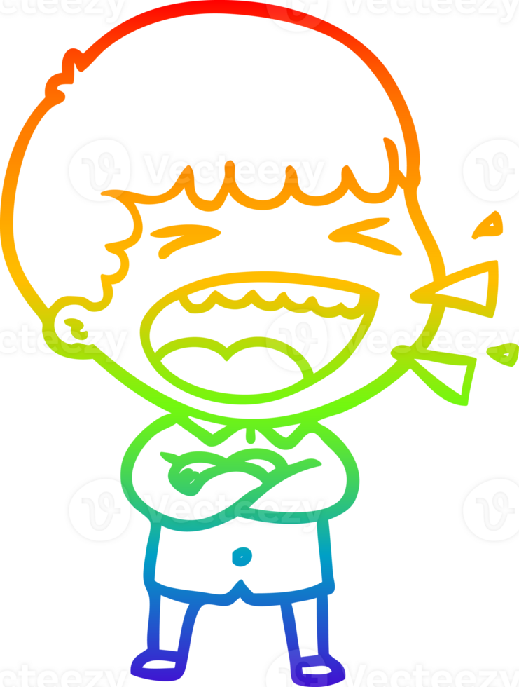 rainbow gradient line drawing cartoon laughing man png