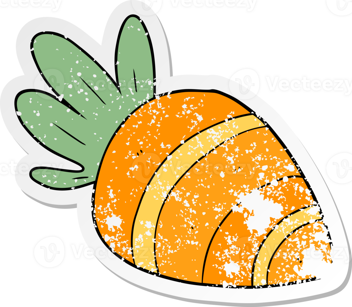 distressed sticker of a cartoon carrot png