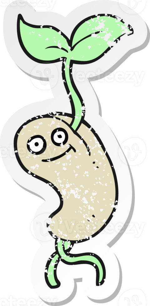 retro distressed sticker of a cartoon sprouting seed png