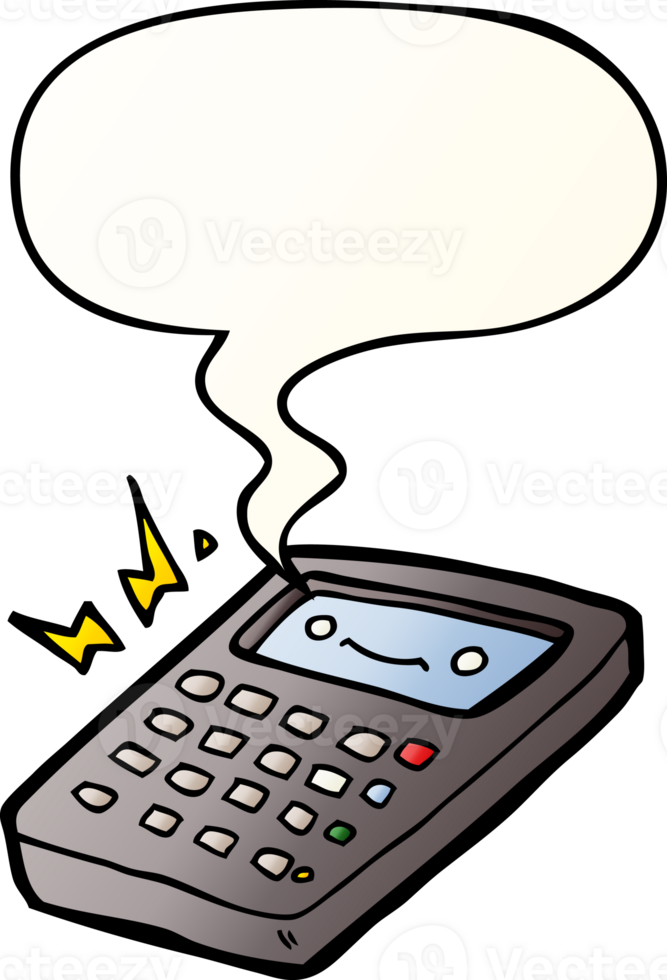 cartoon calculator and speech bubble in smooth gradient style png