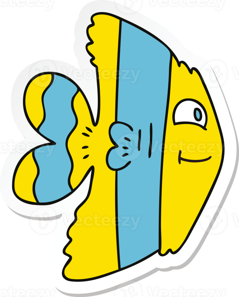 sticker of a quirky hand drawn cartoon fish png