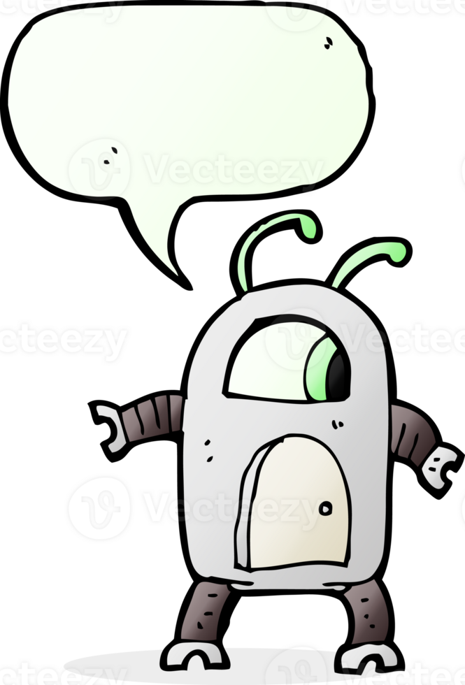 cartoon alien robot with speech bubble png