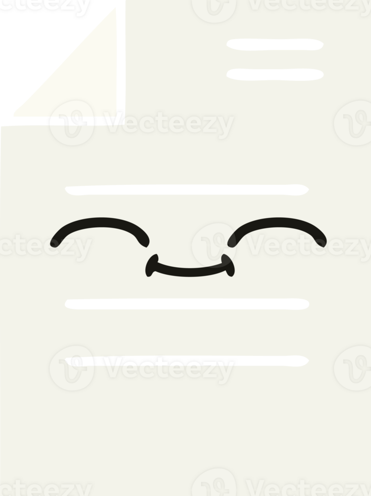 flat color retro cartoon sheet of paper png