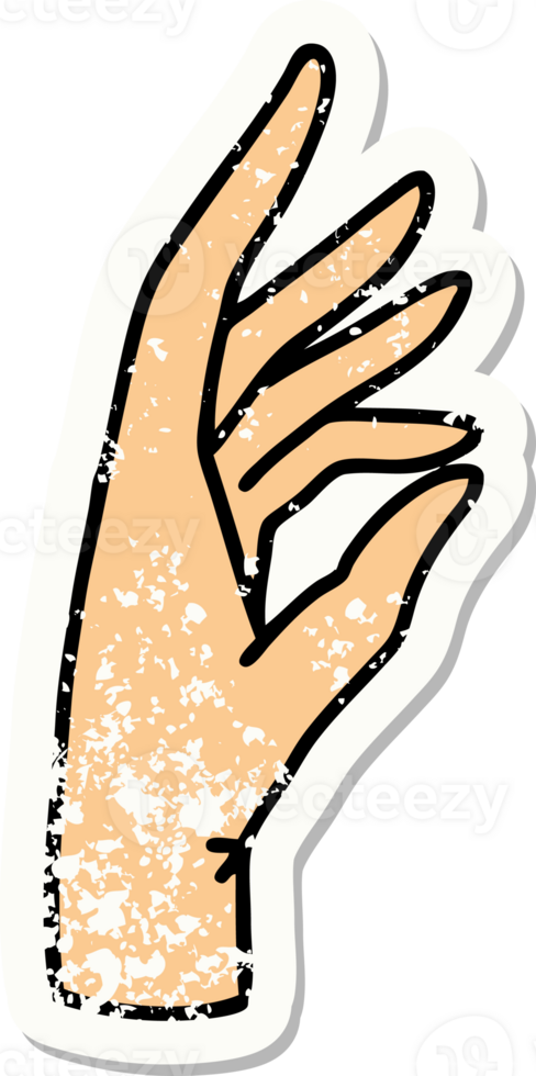 traditional distressed sticker tattoo of a hand png