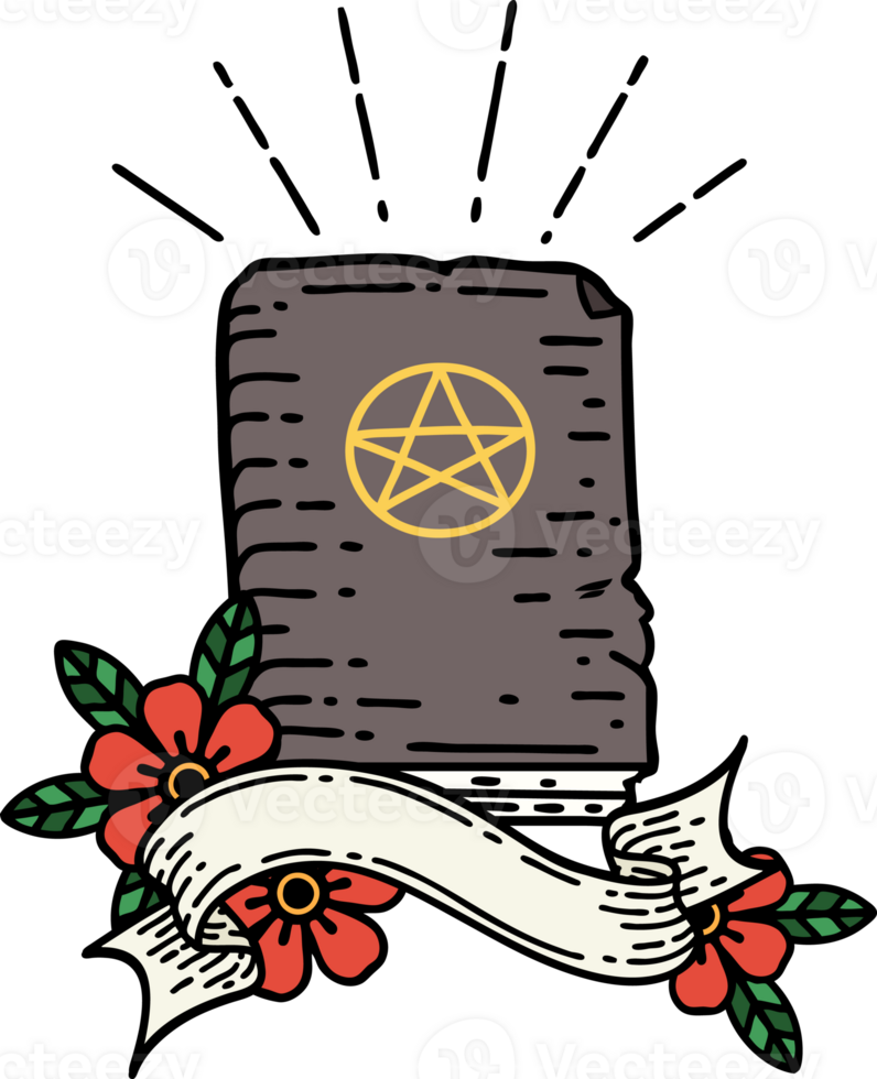 banner with tattoo style spellbook png