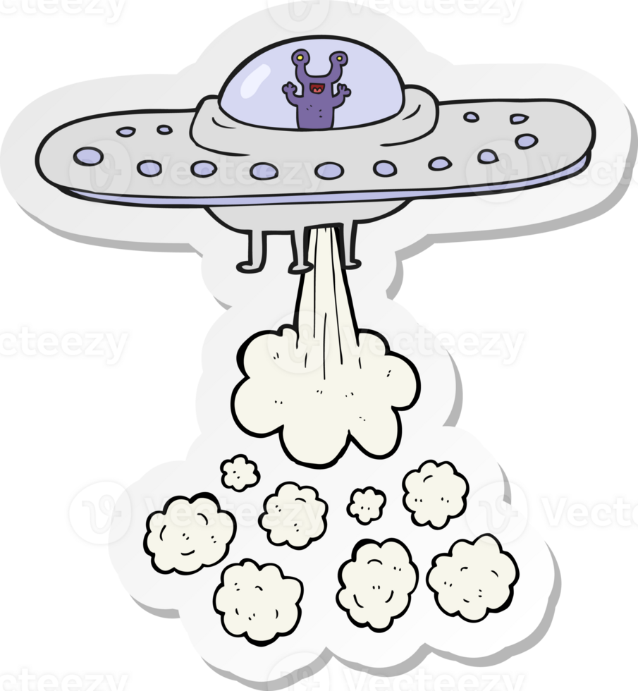 sticker of a cartoon flying saucer png