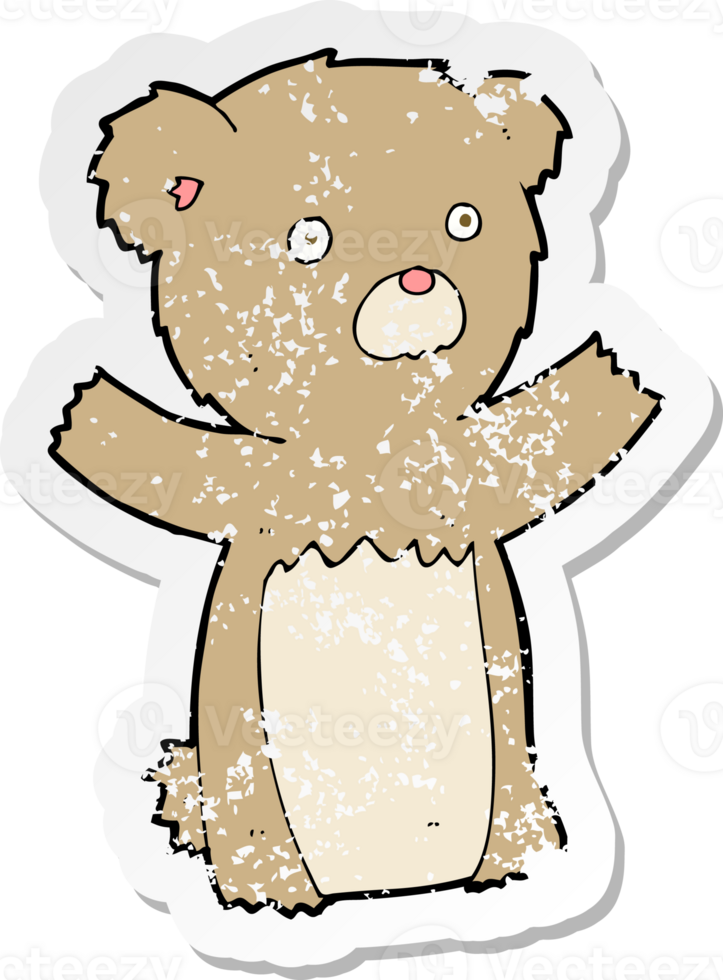 retro distressed sticker of a cartoon teddy bear png