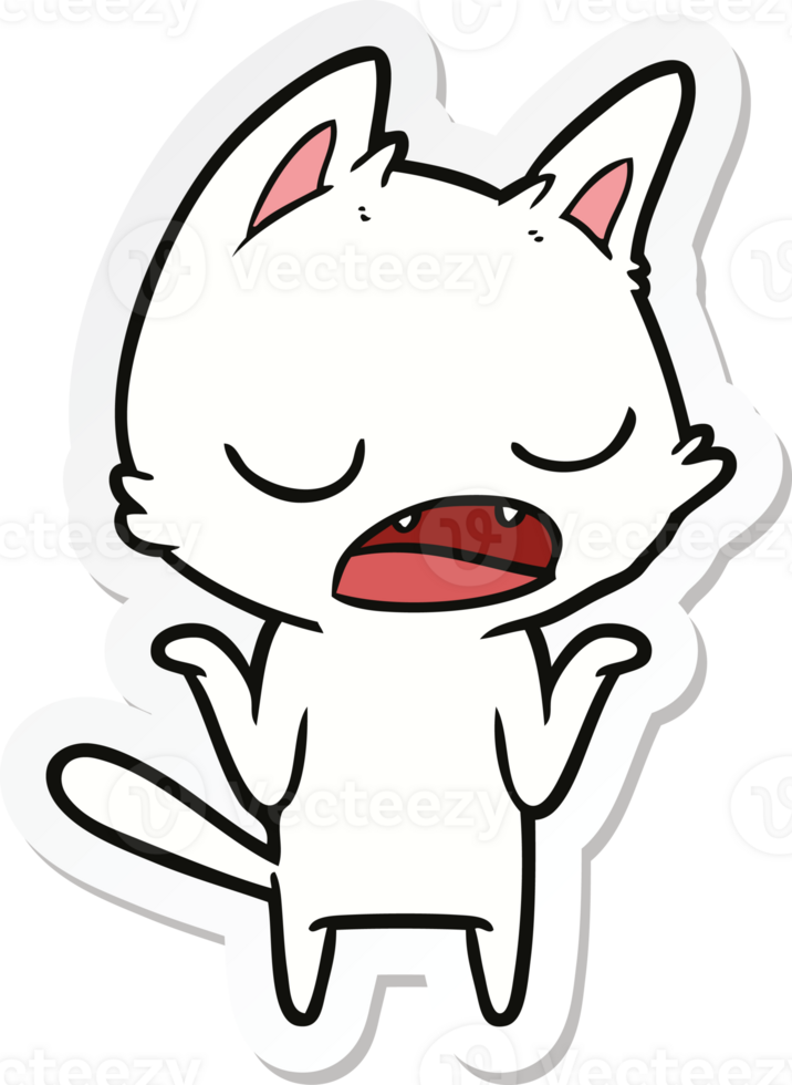 sticker of a talking cat shrugging shoulders png