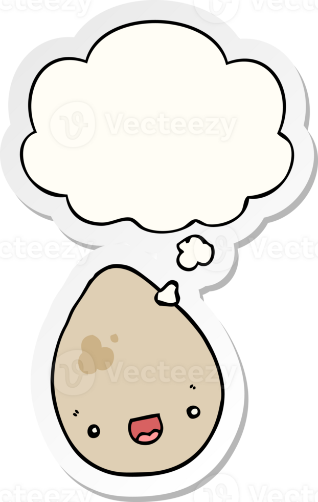 cartoon egg and thought bubble as a printed sticker png
