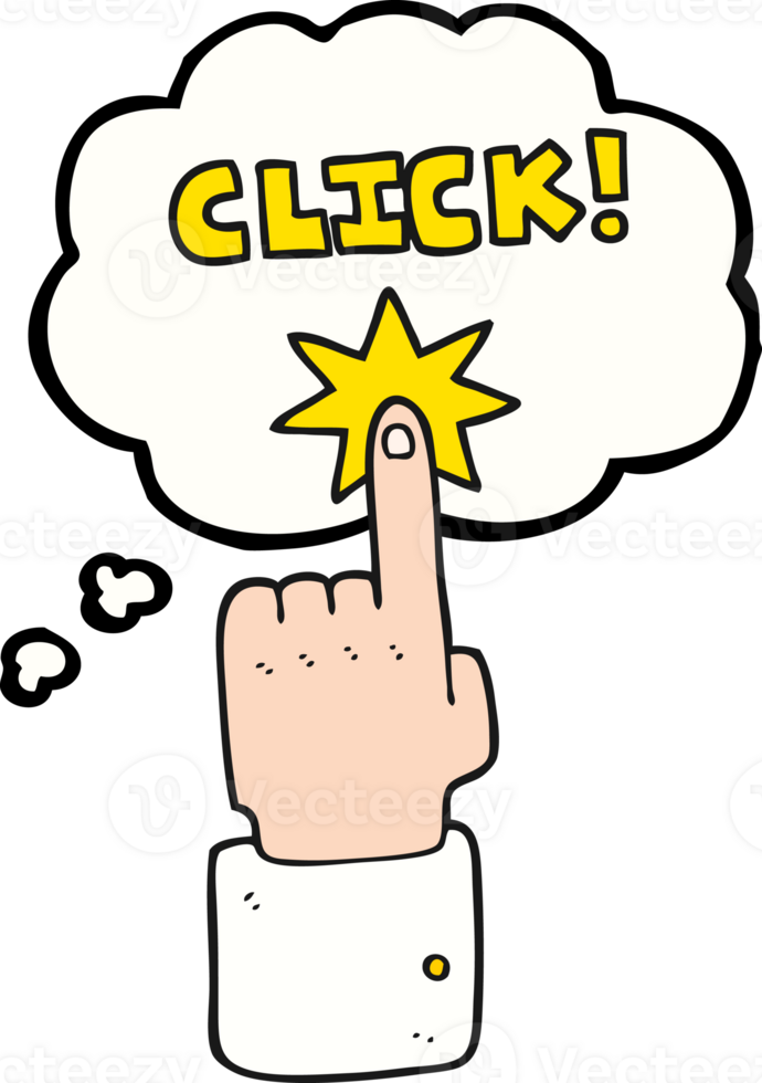 thought bubble cartoon click sign with finger png
