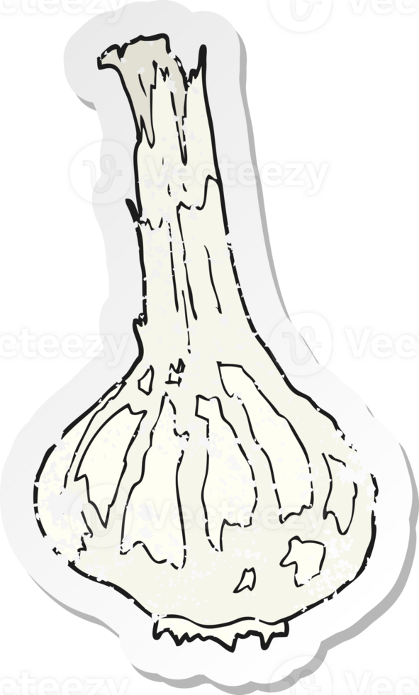 retro distressed sticker of a cartoon garlic png
