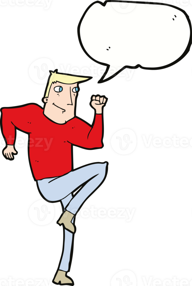 cartoon man jogging on spot with speech bubble png