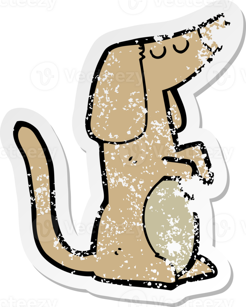 distressed sticker of a cartoon dog png
