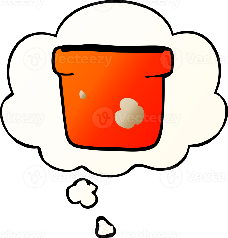 cartoon plant pot and thought bubble in smooth gradient style png